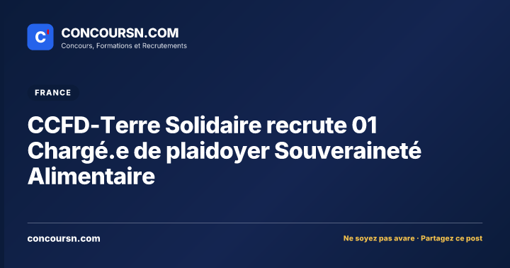 Illustration de l’article : CCFD-Terre Solidaire recrute 01 Chargé.e de plaidoyer Souveraineté Alimentaire