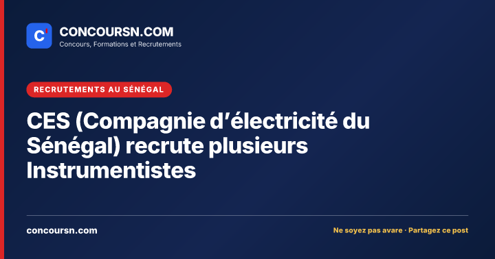Illustration de l’article : CES (Compagnie d’électricité du Sénégal) recrute plusieurs Instrumentistes