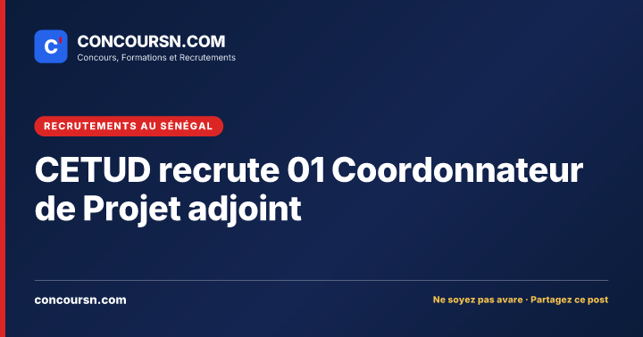 Illustration de l’article : CETUD recrute 01 Coordonnateur de Projet adjoint