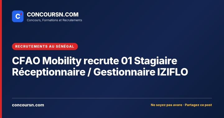 Illustration de l’article : CFAO Mobility recrute 01 Stagiaire Réceptionnaire / Gestionnaire IZIFLO