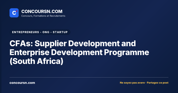 Illustration de l’article : CFAs: Supplier Development and Enterprise Development Programme (South Africa)