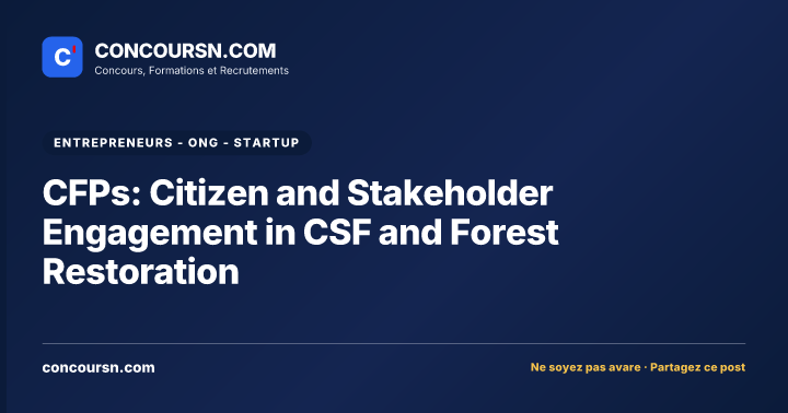 CFPs: Citizen and Stakeholder Engagement in CSF and Forest Restoration