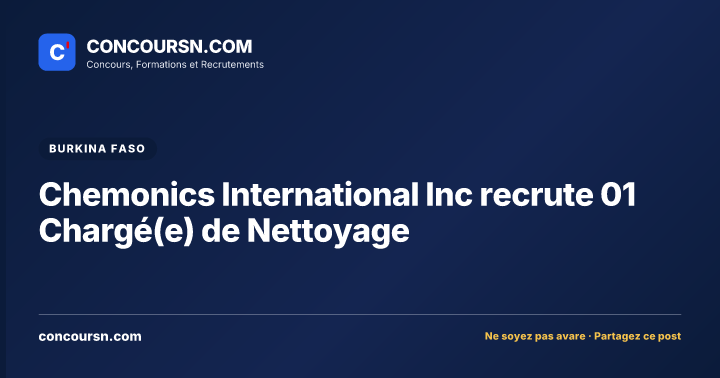 Illustration de l’article : Chemonics International Inc recrute 01 Chargé(e) de Nettoyage