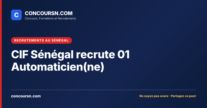 Illustration de l’article : CIF Sénégal recrute 01 Automaticien(ne)