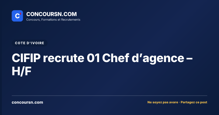 Illustration de l’article : CIFIP recrute 01 Chef d’agence – H/F