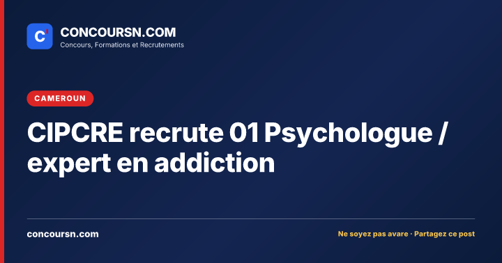 Illustration de l’article : CIPCRE recrute 01 Psychologue / expert en addiction