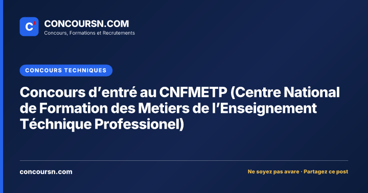 Illustration de l’article : Concours d’entré au CNFMETP (Centre National de Formation des Metiers de l’Enseignement Téchnique Professionel)