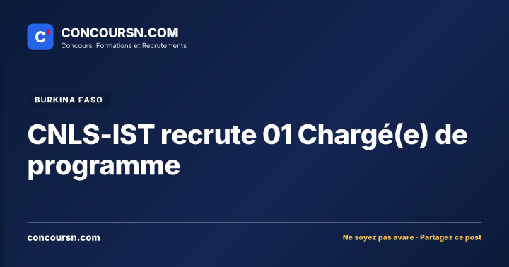 Illustration de l’article : CNLS-IST recrute 01 Chargé(e) de programme