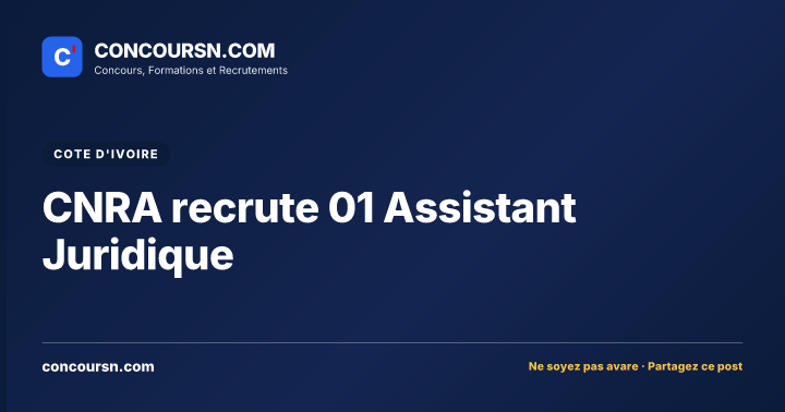 Illustration de l’article : CNRA recrute 01 Assistant Juridique