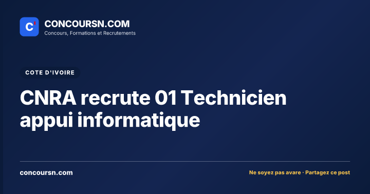 Illustration de l’article : CNRA recrute 01 Technicien appui informatique
