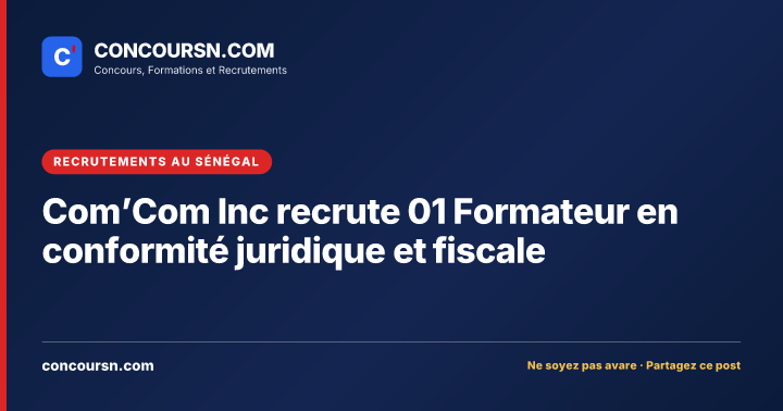 Illustration de l’article : Com’Com Inc recrute 01 Formateur en conformité juridique et fiscale