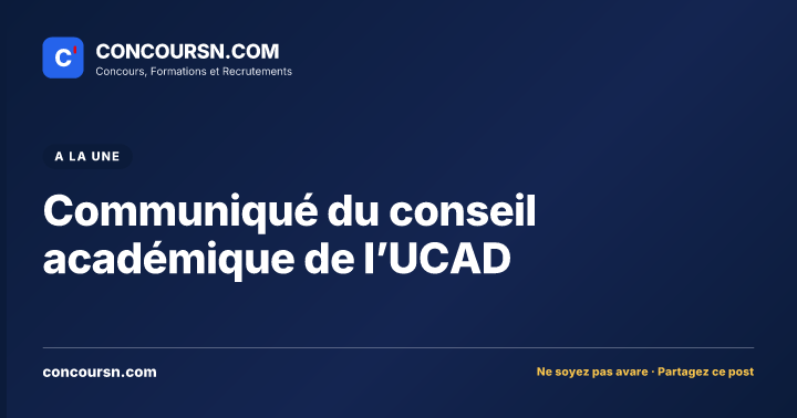 Illustration de l’article : Communiqué du conseil académique de l’UCAD