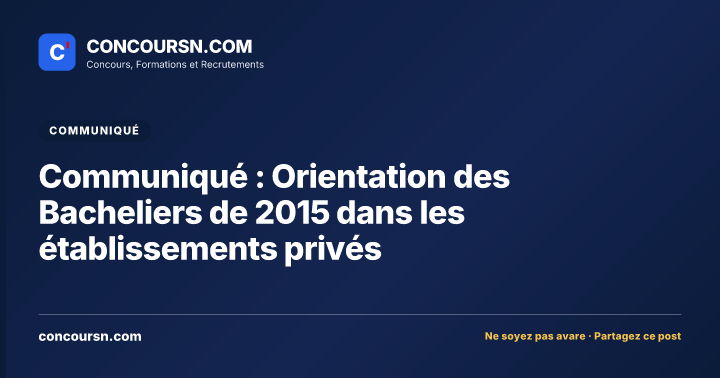 Illustration de l’article : Communiqué : Orientation des Bacheliers de 2015 dans les établissements privés