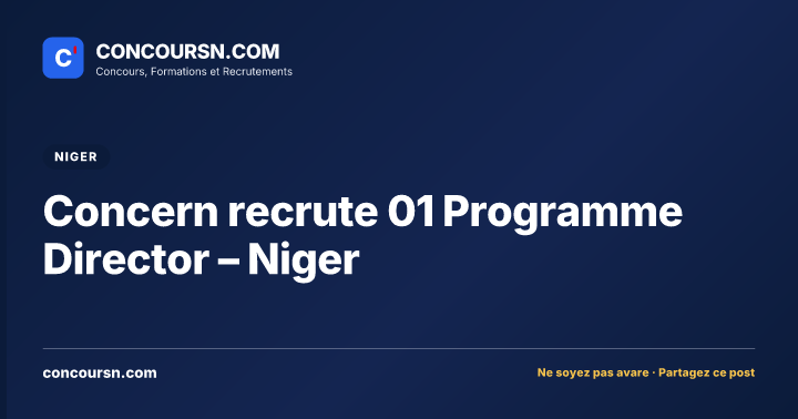 Illustration de l’article : Concern recrute 01 Programme Director – Niger