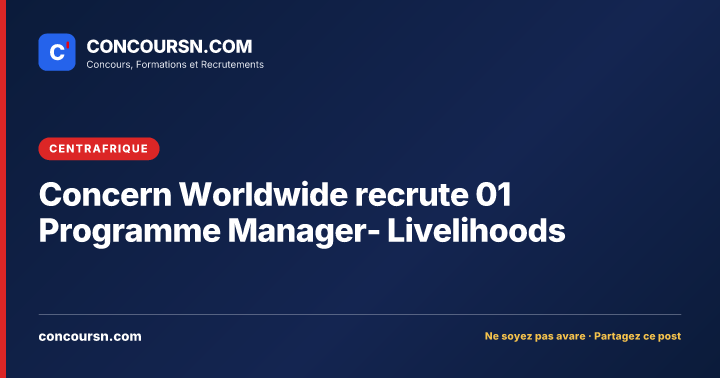 Illustration de l’article : Concern Worldwide recrute 01 Programme Manager- Livelihoods