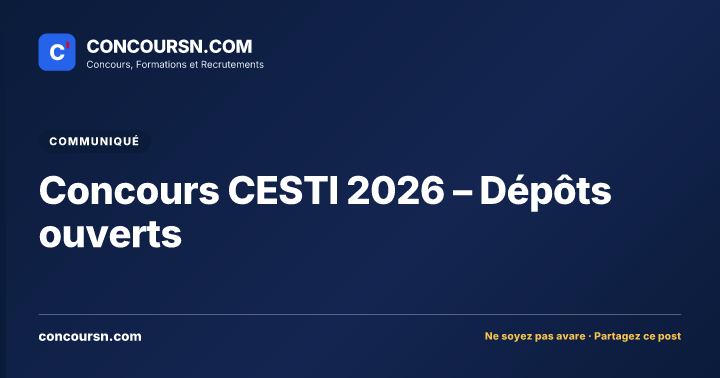 Illustration de l’article : Concours CESTI 2026 – Dépôts ouverts