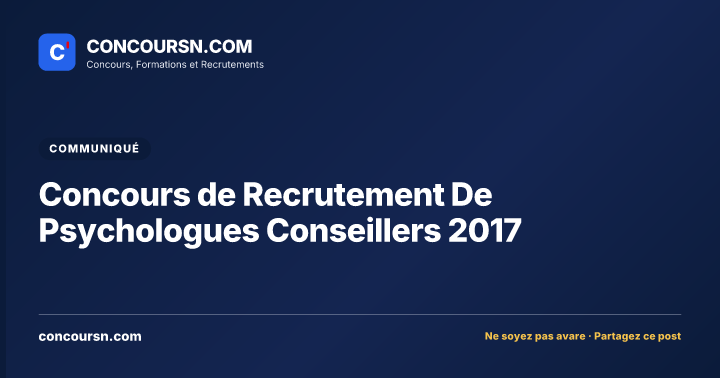 Concours de Recrutement De Psychologues Conseillers 2017