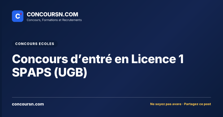Illustration de l’article : Concours d’entré en Licence 1 SPAPS (UGB)
