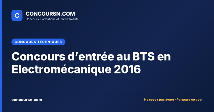 Illustration de l’article : Concours d’entrée au BTS en Electromécanique 2016