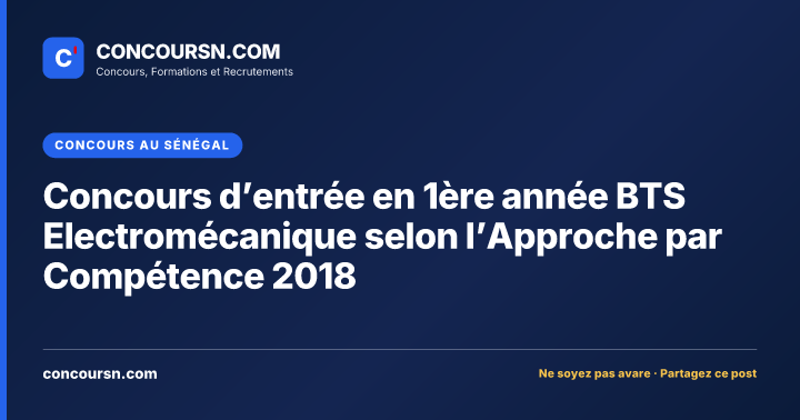 Illustration de l’article : Concours d’entrée en 1ère année BTS Electromécanique selon l’Approche par Compétence 2018