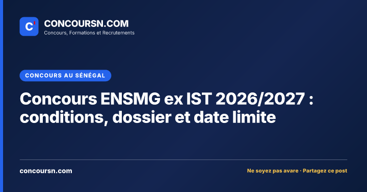Illustration de l’article : Concours ENSMG ex IST 2026/2027 : conditions, dossier et date limite
