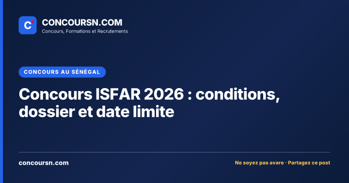 Illustration de l’article : Concours ISFAR 2026 : conditions, dossier et date limite