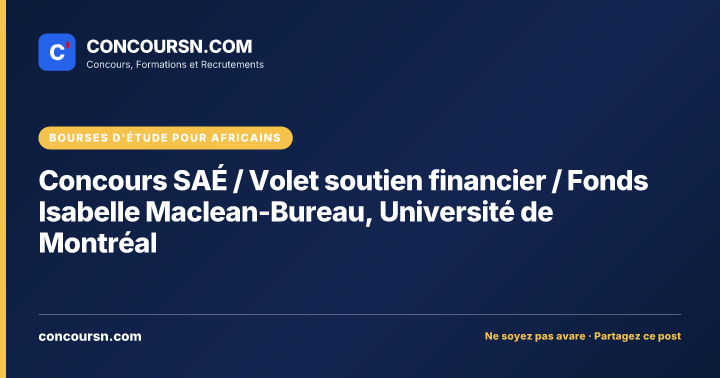 Illustration de l’article : Concours SAÉ / Volet soutien financier / Fonds Isabelle Maclean-Bureau, Université de Montréal