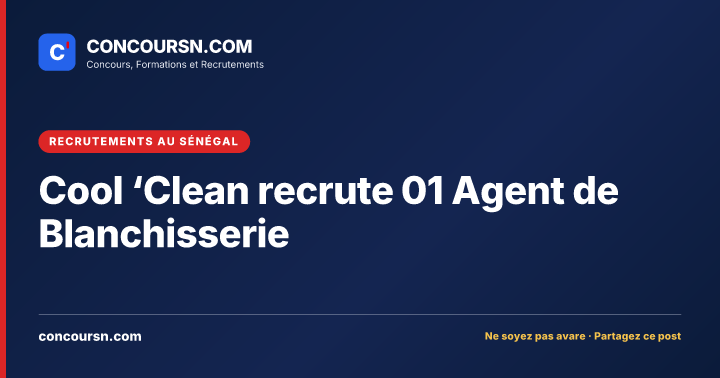 Illustration de l’article : Cool ‘Clean recrute 01 Agent de Blanchisserie