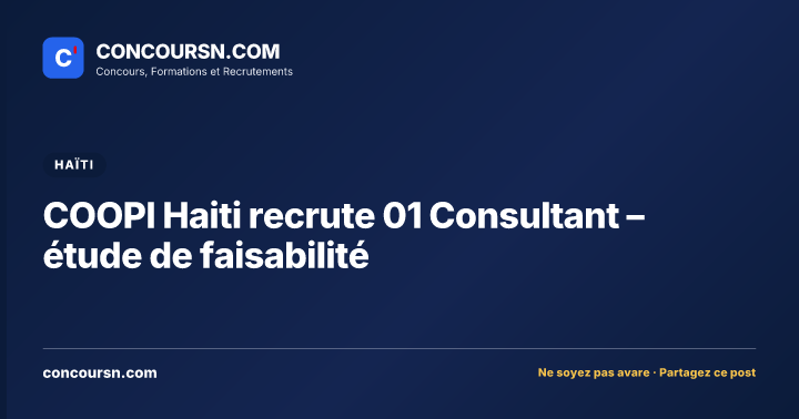 Illustration de l’article : COOPI Haiti recrute 01 Consultant – étude de faisabilité