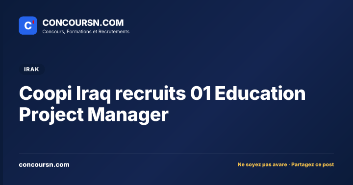 Coopi Iraq recruits 01 Education Project Manager