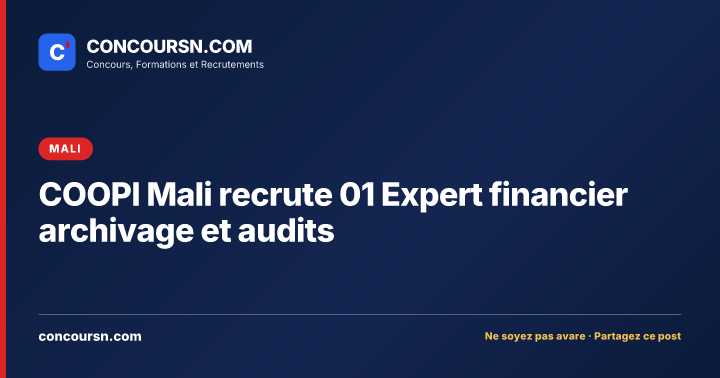 Illustration de l’article : COOPI Mali recrute 01 Expert financier archivage et audits