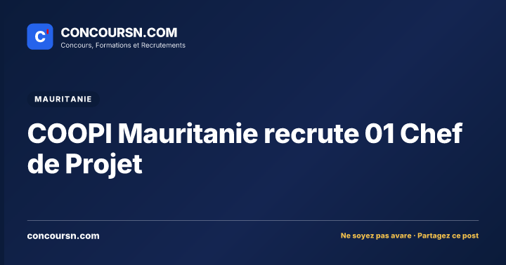Illustration de l’article : COOPI Mauritanie recrute 01 Chef de Projet