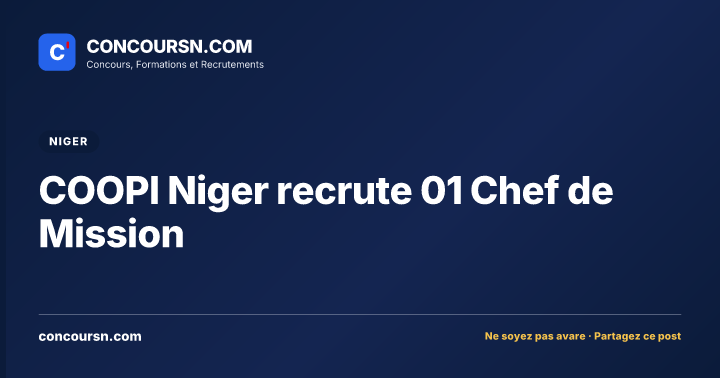 Illustration de l’article : COOPI Niger recrute 01 Chef de Mission