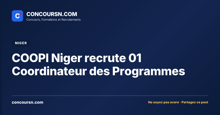 Illustration de l’article : COOPI Niger recrute 01 Coordinateur des Programmes