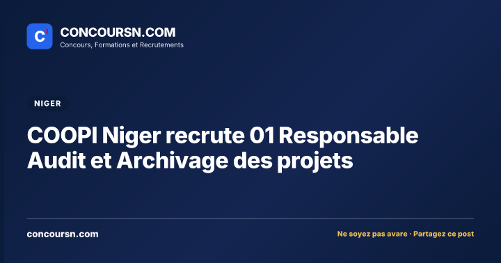 Illustration de l’article : COOPI Niger recrute 01 Responsable Audit et Archivage des projets