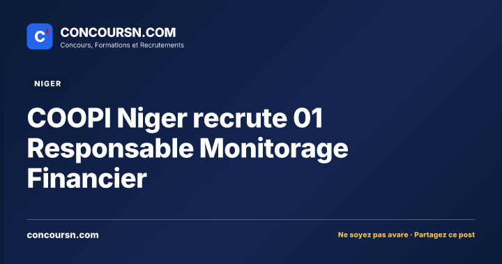 Illustration de l’article : COOPI Niger recrute 01 Responsable Monitorage Financier