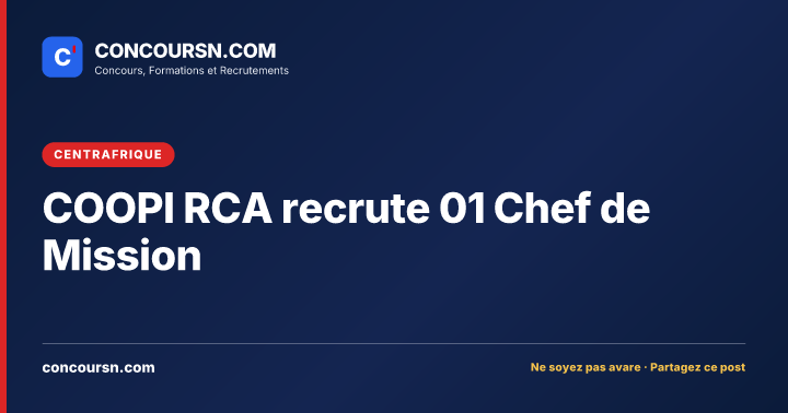 Illustration de l’article : COOPI RCA recrute 01 Chef de Mission