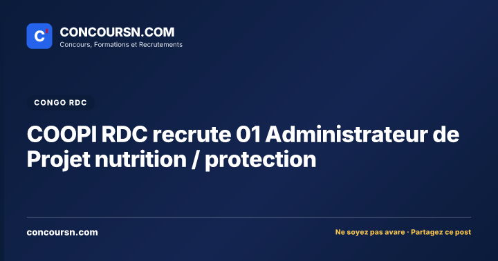 Illustration de l’article : COOPI RDC recrute 01 Administrateur de Projet nutrition / protection