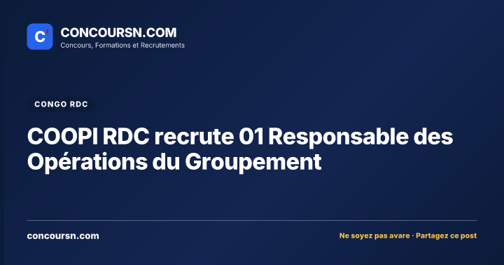 Illustration de l’article : COOPI RDC recrute 01 Responsable des Opérations du Groupement