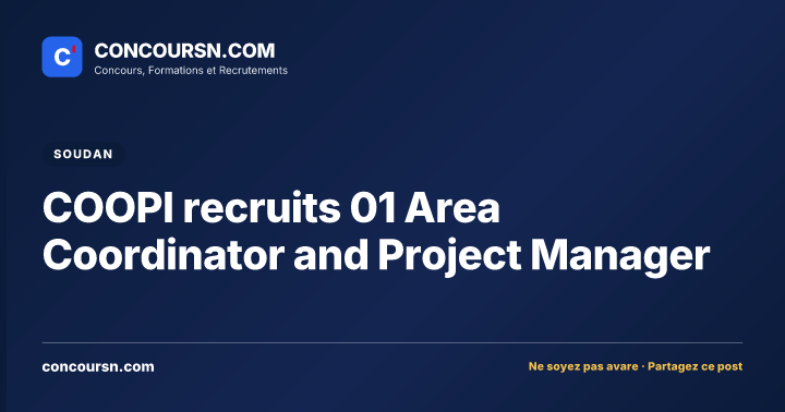COOPI recruits 01 Area Coordinator and Project Manager