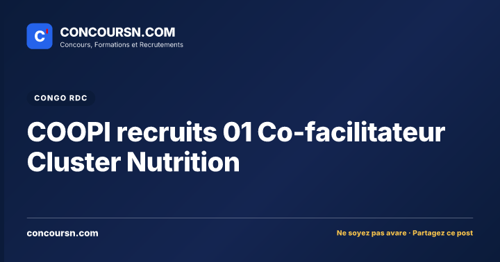 Illustration de l’article : COOPI recruits 01 Co-facilitateur Cluster Nutrition