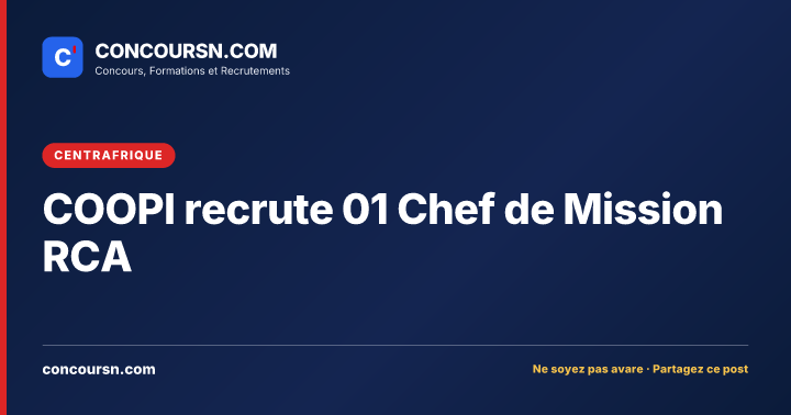 Illustration de l’article : COOPI recrute 01 Chef de Mission RCA