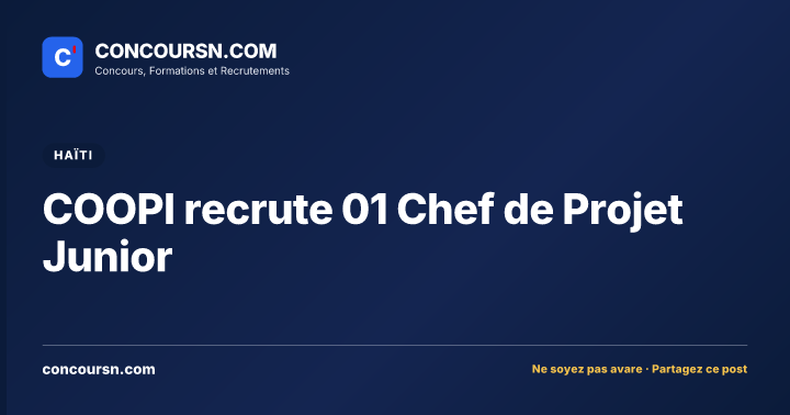 Illustration de l’article : COOPI recrute 01 Chef de Projet Junior
