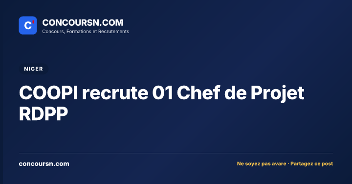 Illustration de l’article : COOPI recrute 01 Chef de Projet RDPP