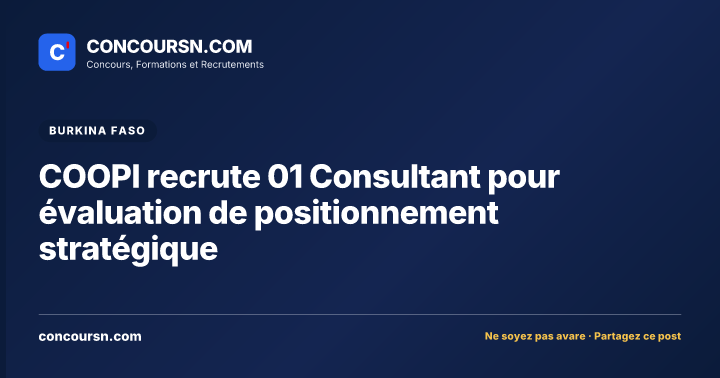 Illustration de l’article : COOPI recrute 01 Consultant pour évaluation de positionnement stratégique