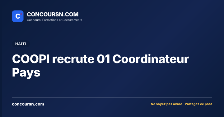 COOPI recrute 01 Coordinateur Pays