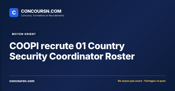 COOPI recrute 01 Country Security Coordinator Roster