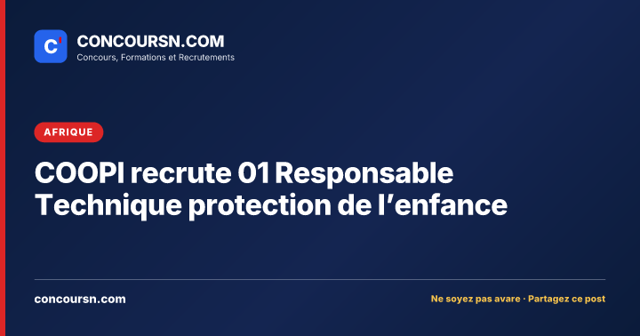 Illustration de l’article : COOPI recrute 01 Responsable Technique protection de l’enfance