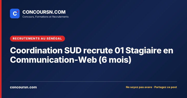 Illustration de l’article : Coordination SUD recrute 01 Stagiaire en Communication-Web (6 mois)
