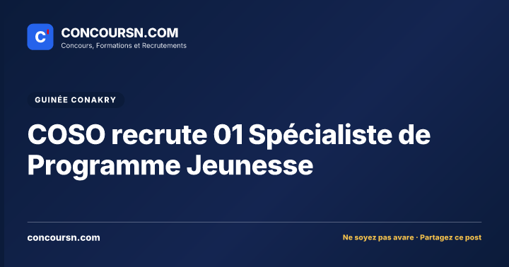 Illustration de l’article : COSO recrute 01 Spécialiste de Programme Jeunesse